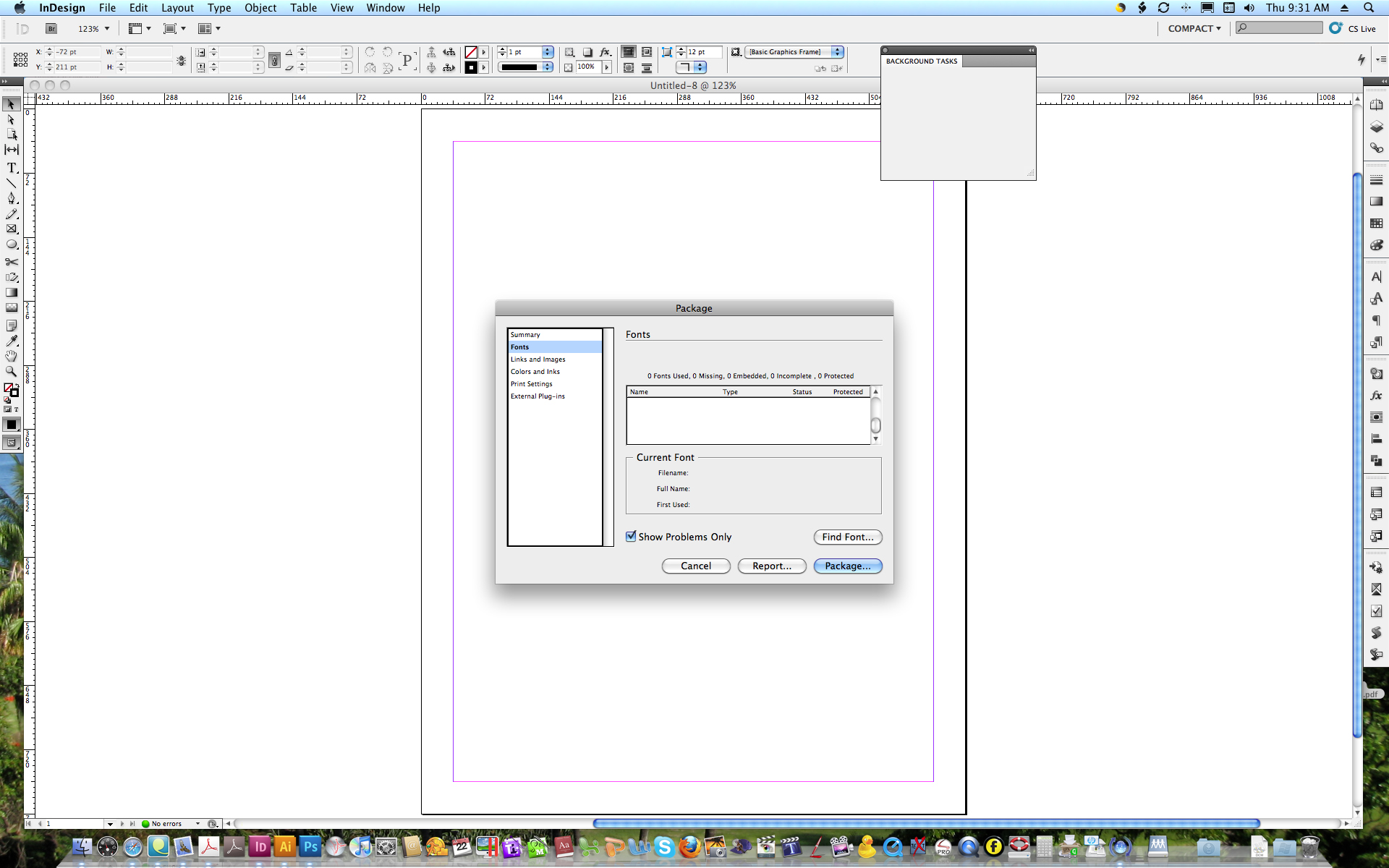 InDesign Package Window